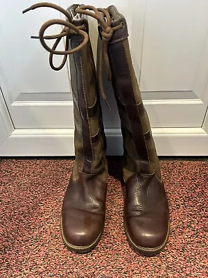 Mens Long Leather Country Boots|Used|Size EU44 UK10-11|Brown|Pull On| • £18.99