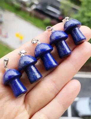 5pcs Lapis Lazuli Stone Mushroom Pendants Prism Magic Wand Energy Amulet • $1.25