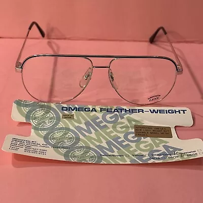 Vintage 80’s OMEGA Silver Wire Rimmed Eyeglass Frames  54/18 JAPAN NOS Retro • $17.99
