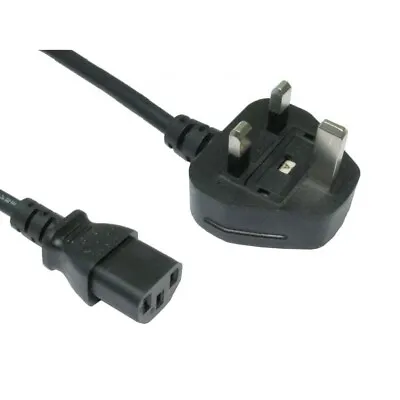 1m Long IEC Kettle Lead Power Cable 3 Pin UK Plug PC Monitor TV C13 Cord Black • £4.94