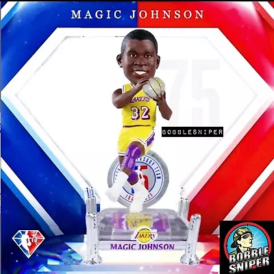 MAGIC JOHNSON Los Angeles Lakers 75th Anniversary Exclusive NBA Bobblehead • $198