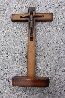 Wooden Modernist Art Deco Jesus Christ Table Cross Crucifix Memento Mori #281 • $85