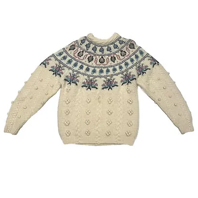 Woolrich Womens Sweater Chunky Wool Vintage Handknit Cardigan Size XL • $22.99