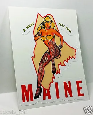 Miss Maine Pinup Vintage Style Travel Decal Vinyl Sticker Luggage Label • $4.69