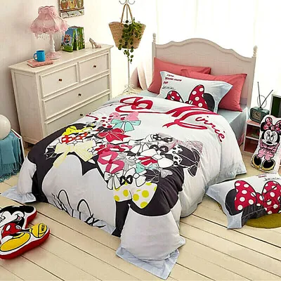 5pc. MINNIE MOUSE GIRLS GRAY 100% COTTON TWIN FULL QUEEN COMFORTER SET • $224.95