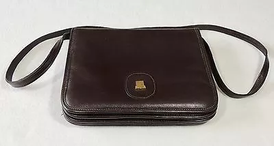 Vintage Lanvin Brown Leather Accordion Shoulder Bag Handbag Crossbody Purse • $125