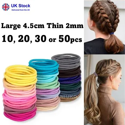 Hair Bands Elastics Bobbles 4.5cm Large Thin Women Girls Kids Endless School Set • £1.68