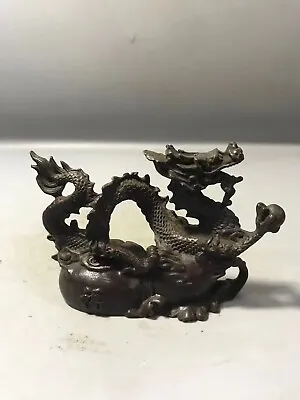 Collection Chinese Old Bronze Handmade Dragon Statue Home Decor Decoration • $18.99