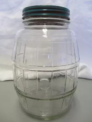 Vtg Barrel Shaped Medium Size Pickle Jar Ball 4 #425-65 Metal Lid Very Nice • $24.99