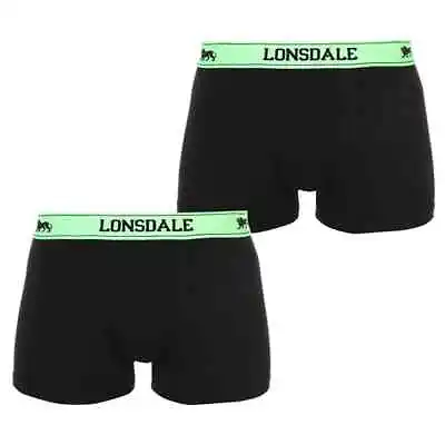 Mens Black Green 2 Pack Lonsdale Boxer Shorts Trunks Underwear  Xs - 4xl • £13.49