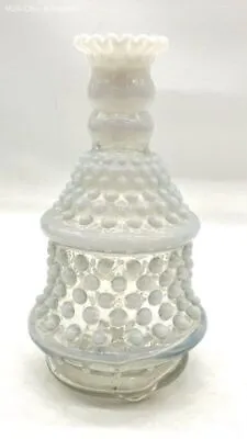 Vintage Fenton Opalescent Blue Moonstone Hobnail Footed Lamp Base Glass Only • $9.99