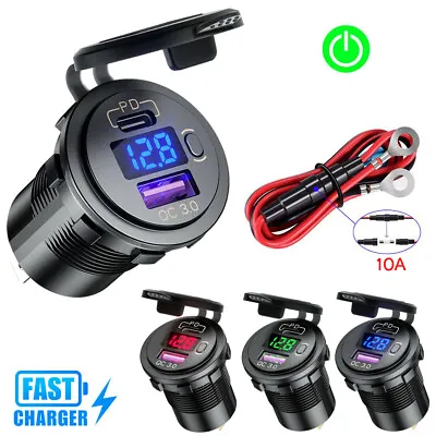 12V 24V Type-C PD+USB Charger Socket Adapter Power Outlet For Car Motorcycle A+ • $11.69