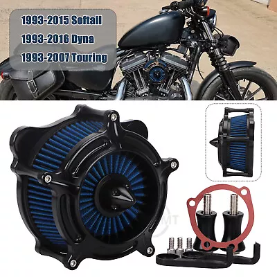 Turbine Spike Air Cleaner Blue Filter For Harley Softail FXSTD FLSTN FXSTC 93-15 • $83.98