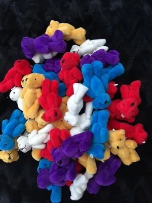 MINIATURE TINY SMALL JOINTED 6cm HANDMADE TEDDY BEARS CREAM RED BLUE MXD ETC • £11.99