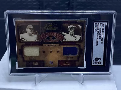 SGC 2004 Donruss Classics Babe Ruth Lou Gehrig Dual Prime Jersey Patch 1/1 • $4999.99