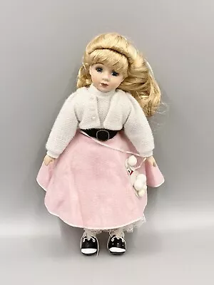 Vintage 16 Inch Blonde Hair Doll In Pink Poodle Skirt & White Sweater Oldies • $16