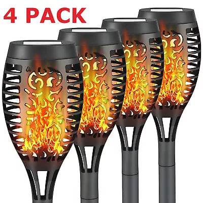 4Pack 12 LED Solar Power Torch Flame Lights Outdoor Landscape Lawn Garden Lamps • £9.99