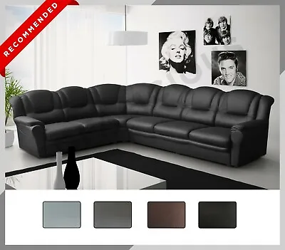 £799 • Buy New LARGE TEXAS Corner Sofa Faux Leather 6 Seater Right Or Left Black Grey Brown