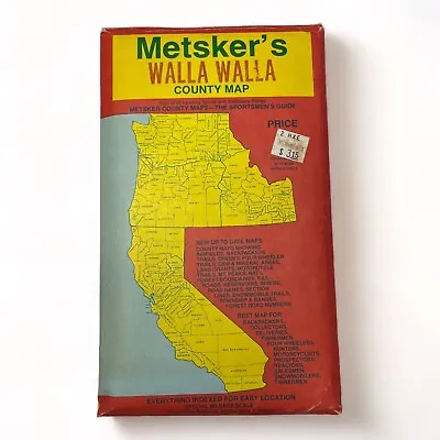 Metsker's Map Walla Walla County Washington 1980s The Sportsmen's Pocket Guide • $6.95