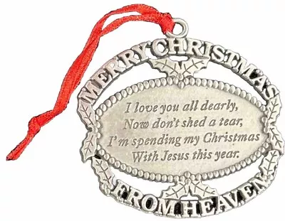 John W. Mooney Jr.  MERRY CHRISTMAS FROM HEAVEN Pewter  Ornament  Vintage 1990 • $8.99