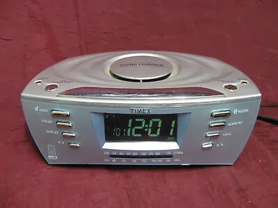 Timex T439S Dual Alarm Clock Radio Multi-Direction Sound Chamber Snooze CD MP3 • $17.99