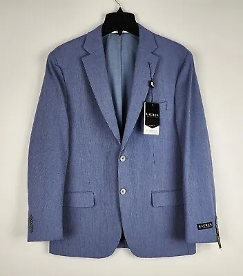 Lauren Ralph Lauren Classic-Fit Ultraflex Suit Jacket Blue Seersucker 42S NWT • $123.71