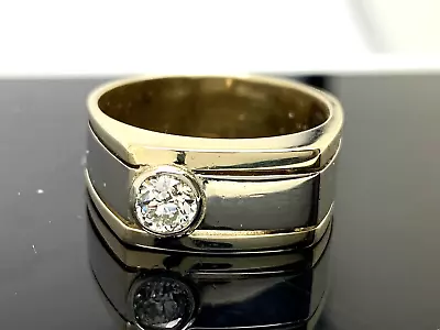 Diamond Statement Ring 14k Gold Two Tone 0.40 Carat Estate Jewelry Unisex Size 9 • $989.97