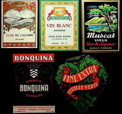 Vintage Lot Of New Unsed Five Wine Labels For Framing - A12-33 • $13