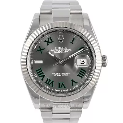 Rolex Datejust II 116334 Steel 41mm Oyster-Custom Gray Wimbledon Dial-18k Fluted • $11698