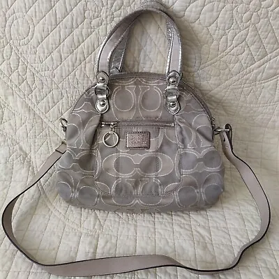 Coach Handbag Poppy Silver Logo Print Shoulder Purse Handbag Tote K1171-18709 • $35.09