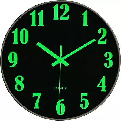 Large 12 Inch Modern Battery Wall Clock Luminous Glow Night Light Quartz Silent • $21.39