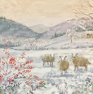 Charity Christmas Card~watching Sheep~welsh/english~snowy Scene~see Descr~single • £2.20