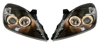 Rhd LHD Headlight Projector Pair Angel Eyes Black For Opel Vectra C 05-08 • $296.67