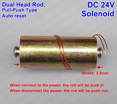 Micro Mini Solenoid Electromagnet Auto Reset Push Pull Type Dual Head Rod DC 24V • $2.99