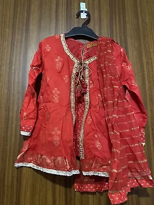 Red Traditional Sharara 3 Piece Dress Indian/Pakistani For 3 Years Old Girl • $50