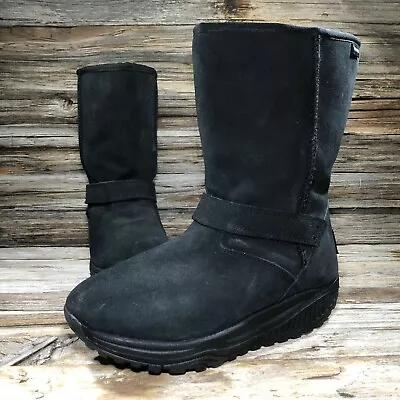 Skechers Shape-ups 24860 Black Nubuck Winter Boots Women US 9 UK 6 EUR 39 • $49.99