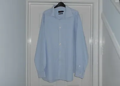 Debenham's Osborne Blue Stripe Long Sleeve Egyptian Cotton Shirt-UK Collar 18  • £14.99