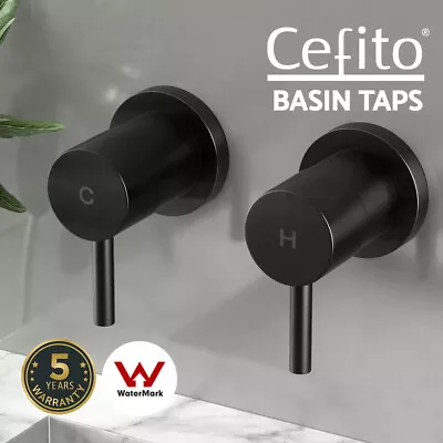 Cefito Bathroom Tap Shower Twin Tap Faucet Basin Sink Bath Swivel Black • $49.95