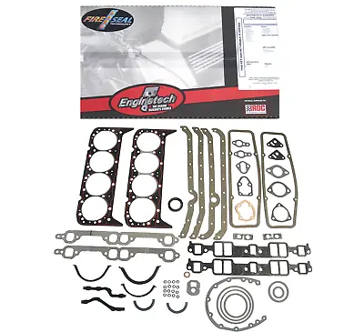 $42.37 • Buy Full Engine Gasket Set For Early 2 Piece Rear Seal Chevrolet SBC 283 327 350 5.7