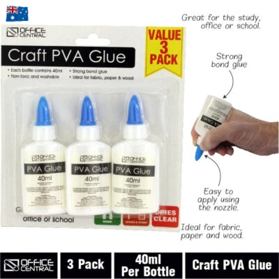 $8.49 • Buy 3pcs PVA Glue All Purpose Non Toxic Washable Clear Slime Make Craft Scrapbook AU