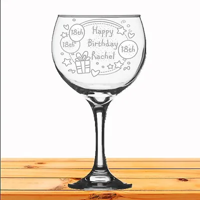 £9.99 • Buy Personalised Engraved GIN Glass Gift Birthday Presents 18th 21st 30th 40th 50th