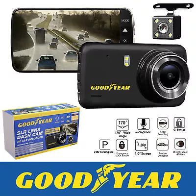 Goodyear 1080P Dual Lens Car DVR Front And Rear Camera Video Dash Cam Recorder • £39.99