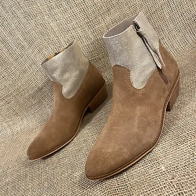 Frye Booties Side Zip Suede Ankle Rubie And Co Brown Women's Size 10 M • $49.99