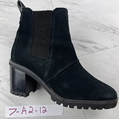 •Ugg Australia Womens Chelsea Ankle Boots Black Leather Block Heel Zip 7 • $74.99