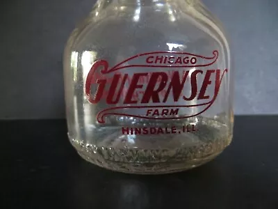 HINSDALE IL Original CHICAGO GUERNSEY FARM MILK BOTTLE Third Quart • $24.90