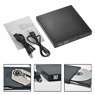 £11.99 • Buy Slim USB 2.0 External CD-RW DVD ROM Drive Writer Reader Burner For Laptop PC UK