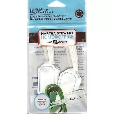 Martha Stewart Home Office ElastiNote ID Tags Durable Blue Border 8Pk 11182 • $13.48