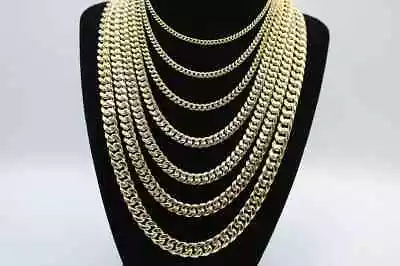 14K Yellow Gold Real 3mm-7.5mm Miami Cuban Link Chain Pendant Necklace 16 -26  • $264.99