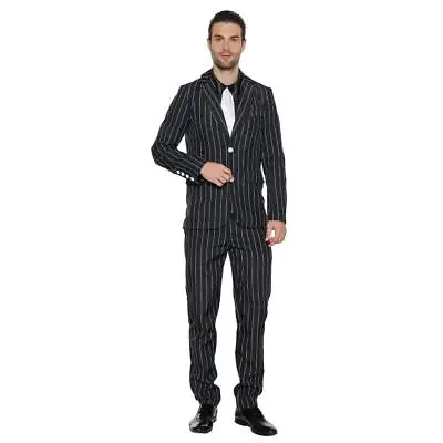 Men's 1920s Gangster Costume Wide Pin Stripe Suit Include Jacket Pants Shirt US • $46.99