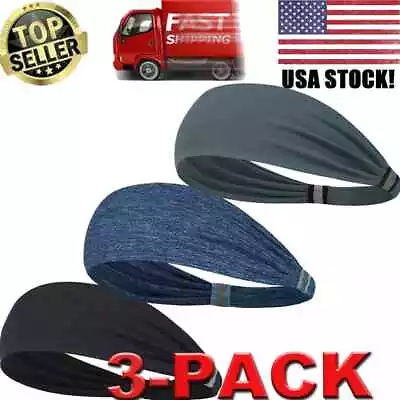 3PACK Sports Headbands Head Wrap Non-Slip Sweaband Turban Hairband For Men Women • $13.98